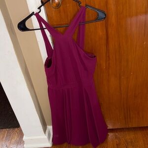 Lulus Sleeveless Crossback Skater Dress in Berry